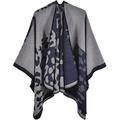 CoCopeaunt Women Leopard Shawl Wraps Winter Classic Poncho Sweater Cardigan Cape Open Front Long Coat Scarf