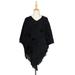 Wendunide 2024 Clearance Sales Womens Winter Coats Womens Tops Women Winter Knitted Cashmere Poncho Capes Shawl Cardigans Sweater Coat Trenchcoat Women s Black One Size