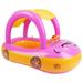Toddler Pool Float Inflatable Car iMounTEK Baby Inflatable Pool Float with Canopy Car Shaped Babies Swim Float Boat for Kids 1-4 Years Old Pink