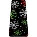 Christmas Green White Red Snowflakes Black Background Pattern TPE Yoga Mat for Workout & Exercise - Eco-friendly & Non-slip Fitness Mat