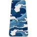 Abstract Wave Blue Print Pattern TPE Yoga Mat for Workout & Exercise - Eco-friendly & Non-slip Fitness Mat