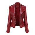 Pgeraug Womens Tops Leather Jackets Motorcycle Short Lightweight Pleather Crop Winter Coats for Women L