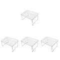 4 PCS Folding Storage Table Cabinet Organizer Rack Metal Brackets Bathroom Basket Shelf Organizers Stackable Layered