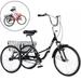 CASEMIOL Adult Tricycles 24-Inch Foldable Big 3-Wheel Bikes with Baskets for Shopping Picnic Outdoor Sports Black Trikes for Seniors Women Men