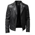 Xysaqa Men s Lapel Collar Classic Faux Leather Jacket Casual Zip-Up Motorcycle Lightweight Biker Coat Outwear for Men Big & Tall M-5XL