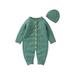 jxxiatang Infant Jumpsuit and Cap Solid Color Single-breasted Knitted Romper
