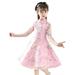 Fimkaul Girls Dresses Children Fairy Hanfu Three Quarter Sleeve For Chinese Calendar New Year Princess Embroidery Tang Suit Performance s Dress Baby Clothes Pink