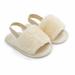 Baby Girls Plush Sandals Open Toe Fur Princess Flats Walking Shoes