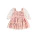 jxxiatang Baby Girl A-Line Dress Daisy Print Long Sleeves Mesh Tulle Party Dress