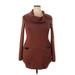 BCX dress Casual Dress - Sweater Dress Cowl Neck Long sleeves: Brown Print Dresses - Women's Size 2X-Large