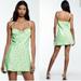 Zara Dresses | Nwt Zara Satin Affect Mini Dress In Lime Green Mini Floral | Color: Green | Size: S