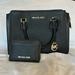 Michael Kors Bags | Michael Kors Black Hope Medium Messenger Bag & Card Case Wallet. Nwt | Color: Black/Gold | Size: Os