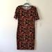 Lularoe Dresses | Lularoe Nwt Orange Red Navy Geometric Print Julia Dress Small | Color: Orange/Red | Size: S