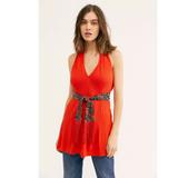 Free People Tops | Free People Wrap It Up Halter Tunic Top Ribbed Orange Cozy Open Back S | Color: Orange | Size: S