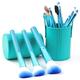 VIPAVA Makeup Brush Sets 12pcs Tube Makeup Brush Set Wooden Handle Makeup Full Foundation Brush Eye Shadow Brush Cosmetics Beauty Tools (Color : Blue)