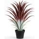 SUNPRAIRIE Hyper Realistic Big Red Artificial Aloe Vera Plant 26 Inches Tall. Large Faux Agave in Matte Black Pot.