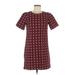 Ann Taylor LOFT Casual Dress - Mini: Burgundy Jacquard Dresses - Women's Size Medium