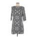Banana Republic Factory Store Casual Dress - Shift Crew Neck 3/4 sleeves: Gray Dresses - Women's Size 2