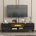 Ebern Designs Kaevion 63" W TV Stand, TV Cabinet w/ LED Remote Control Light, Ferrous Legs Wood in Black | 17.72 H x 63 W x 13.78 D in | Wayfair