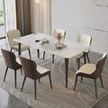 Corrigan Studio® Modern Light Luxury Rectangular Rock Slab Dining Table & Chair Set in White | 29.92 H x 31.5 W x 62.99 D in | Wayfair