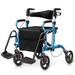 Costway Folding Rollator Walker with 8-inch Wheels and Seat-Navy