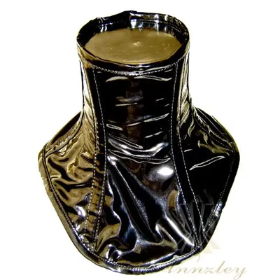 Annzley Rot Und Schwarz Patent Leder Stahl Ohne Knochen Hals Korsett Image