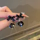 Boucles d'Oreilles Noires Vintage avec Nministériels d Papillon pour Femme Pendentif Carré Bijoux