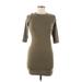 Hot Kiss Casual Dress - Mini: Tan Solid Dresses - Women's Size Medium