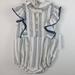 Jessica Simpson One Pieces | Jessica Simpson Baby Romper Set 18 Months Striped White Blue Ruffle | Color: Blue/White | Size: 18mb