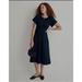 Madewell Dresses | Madewell Sophia Split Neck Short Sleeve Midi Dress Navy Size Small | Color: Blue | Size: S