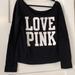 Pink Victoria's Secret Tops | Large Victoria’s Secret Pink Off The Shoulder Vintage Pullover Sweatshirt | Color: Black/White | Size: L