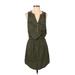 Express Casual Dress V Neck Sleeveless: Green Print Dresses - Women's Size Small