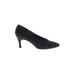 Stuart Weitzman Heels: Slip-on Stilleto Minimalist Black Print Shoes - Women's Size 6 1/2 - Pointed Toe