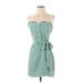 Shein Casual Dress - Mini Sweetheart Sleeveless: Green Print Dresses - Women's Size 4