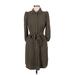 Calvin Klein Casual Dress - Shirtdress Collared 3/4 sleeves: Brown Print Dresses - Women's Size 6