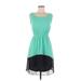 Sweet Storm Casual Dress - DropWaist: Teal Solid Dresses - Women's Size Medium