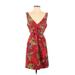 Plenty By Tracy Reese Casual Dress - A-Line V Neck Sleeveless: Red Floral Dresses - Women's Size 2