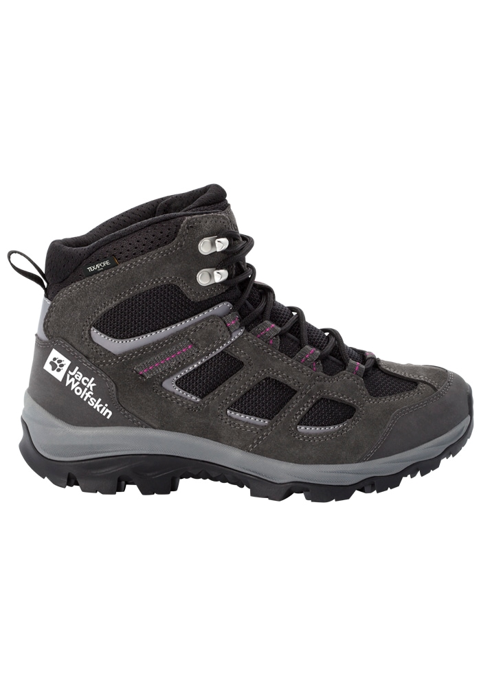 Wanderschuh JACK WOLFSKIN "VOJO 3 TEXAPORE MID W", Damen, Gr. UK7-EU405, Normalschaft, lila (schwarz, steel, lila), Main Material Second Material 100% Polyamide Lining Sole 100% Rubber/ EVA, Schuhe Wanderschuh