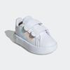 Klettschuh ADIDAS SPORTSWEAR "GRAND COURT 2.0 KIDS", Gr. 24, weiß (cloud weiß, iridescent, grau two), Synthetik, sportlich, Schuhe, Design auf den Spuren des adidas Superstar, für Kinder