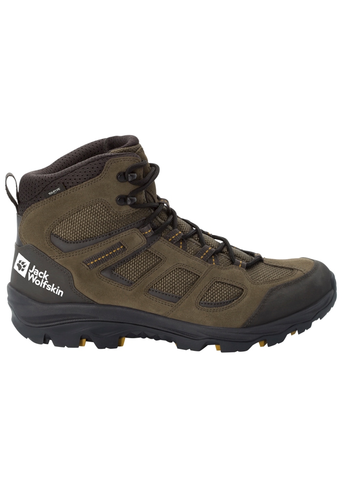 Wanderschuh JACK WOLFSKIN "VOJO 3 TEXAPORE MID M", Damen, Gr. UK14-EU49, Normalschaft, grün (khaki, phantom), Main Material Second Material 100% Polyamide Lining Sole 100% Rubber/ EVA, Schuhe Wanderschuh
