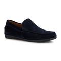 Mokassin GEOX "U SIRON A", Herren, Gr. 41, blau (navy), Leder, elegant, Schuhe Mokassin Slipper, Loafer, Business Schuh, Autofahrer Schuhe mit Ziernaht