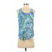 Lilly Pulitzer Tank Top Blue Tropical Scoop Neck Tops - Women's Size 2X-Small