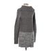 American Eagle Outfitters Casual Dress - Sweater Dress High Neck Long sleeves: Gray Print Dresses - Women's Size X-Small