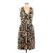 Ann Taylor Casual Dress - Wrap: Brown Zebra Print Dresses - Women's Size 10