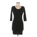 Forever 21 Casual Dress - Mini Scoop Neck 3/4 sleeves: Black Solid Dresses - Women's Size Medium