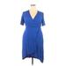 Leith Casual Dress - Wrap V Neck Short sleeves: Blue Print Dresses - Women's Size 1X