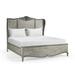 Arlingham Solid Wood Wingback Bed Wood in Brown/Gray Jonathan Charles Fine Furniture | 69.75 H x 83.38 W x 86.5 D in | Wayfair 007-1-130-OCB