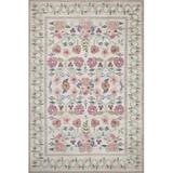 Pink;green;cream Rectangle 2'3" x 3'9" Area Rug - Rifle Paper Co. x Loloi Rosa Ivory Area Rug 45.0 x 27.0 x 0.19 in blackPolyester | Wayfair