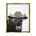 Stupell Industries Black Cow In Floral Hat by Cindy Jacobs Wood in Brown | 31" H x 25" W x 1.7" D | Wayfair ax-634_ffl_24x30