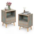 George Oliver Kerina Nightstand Set of 2 Wood in Brown/Green | 23.23 H x 15.75 W x 11.9 D in | Wayfair AE9AF545B24C4948A8223DD483B7AD02